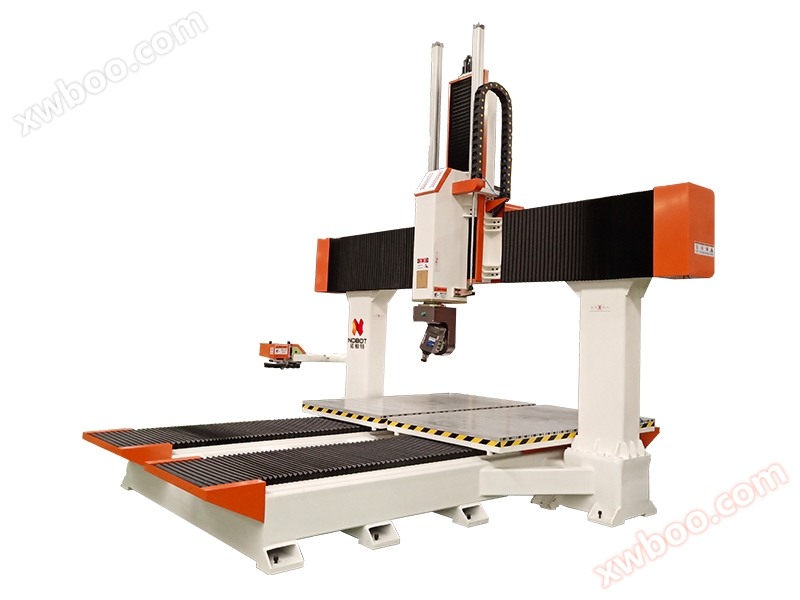 Dual station non-metallic five axis machining center